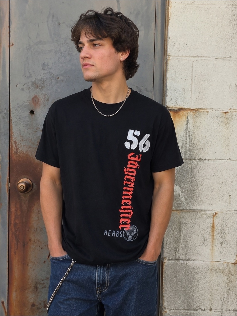 Y2k Vintage Jagermeister Mens T-shirt XL Black Short Sleeve Tee 56 Herbs Shirt